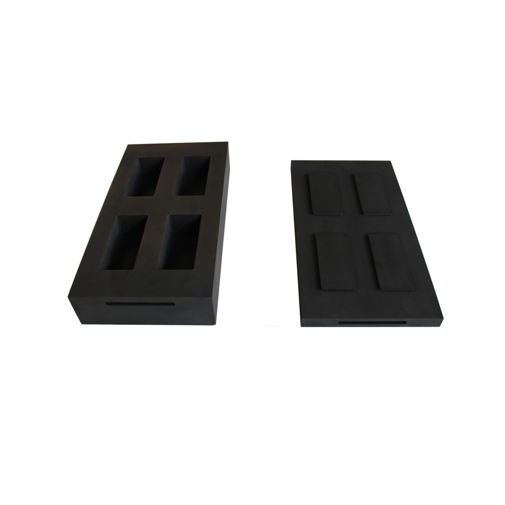 4 cavity graphite ingot mold with matching graphite lid for precious metal casting