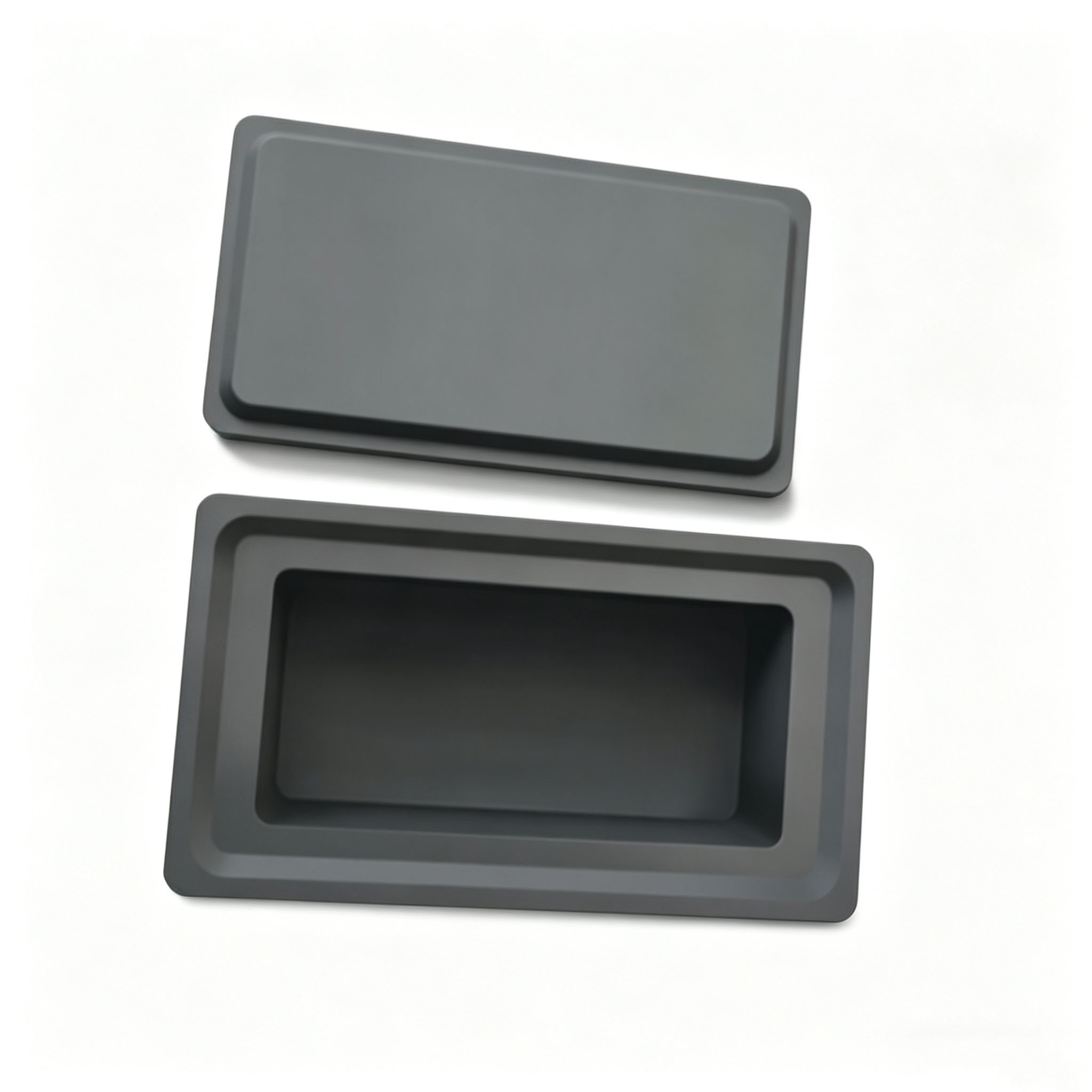 Single cavity graphite ingot mold with matched female mold and lid for gold and silver ingot casting