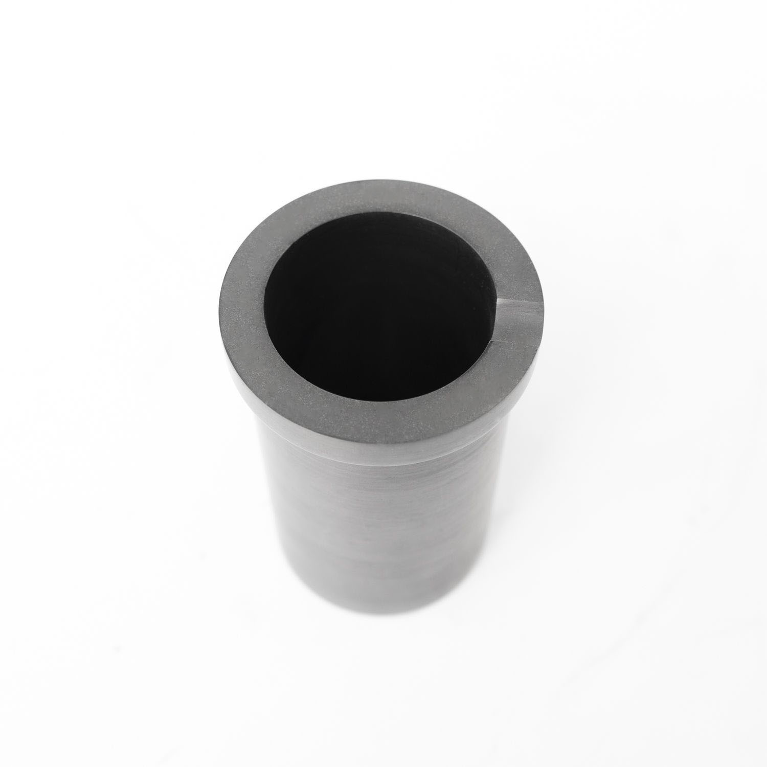 Top view of high purity single ring graphite crucible showing reinforced ring lip and smooth inner wall for gold silver melting applications